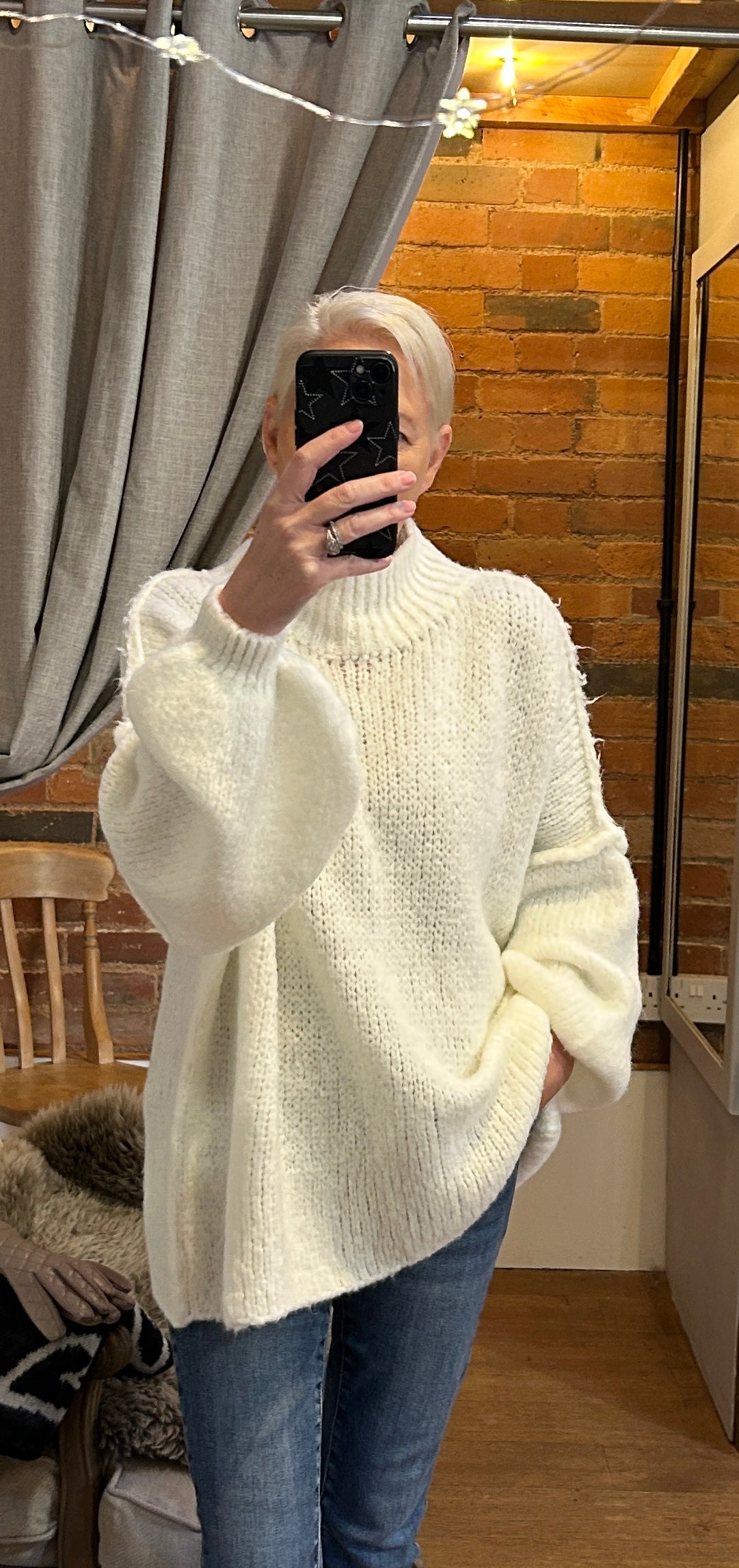 Stitch sleeve knit - winter white