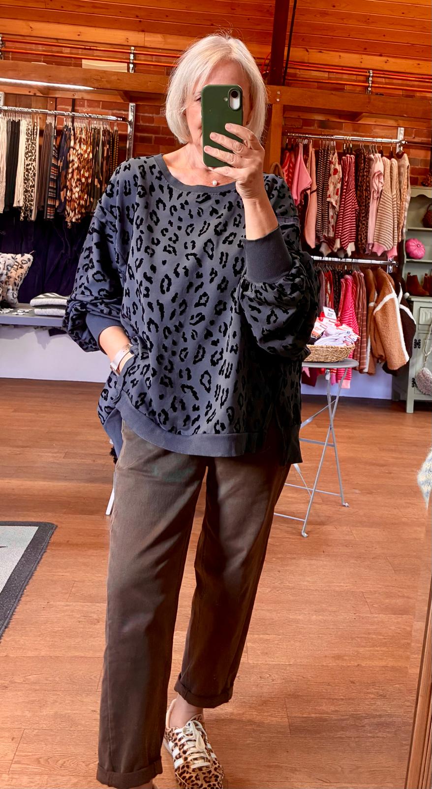 Leopard sweatshirt grey