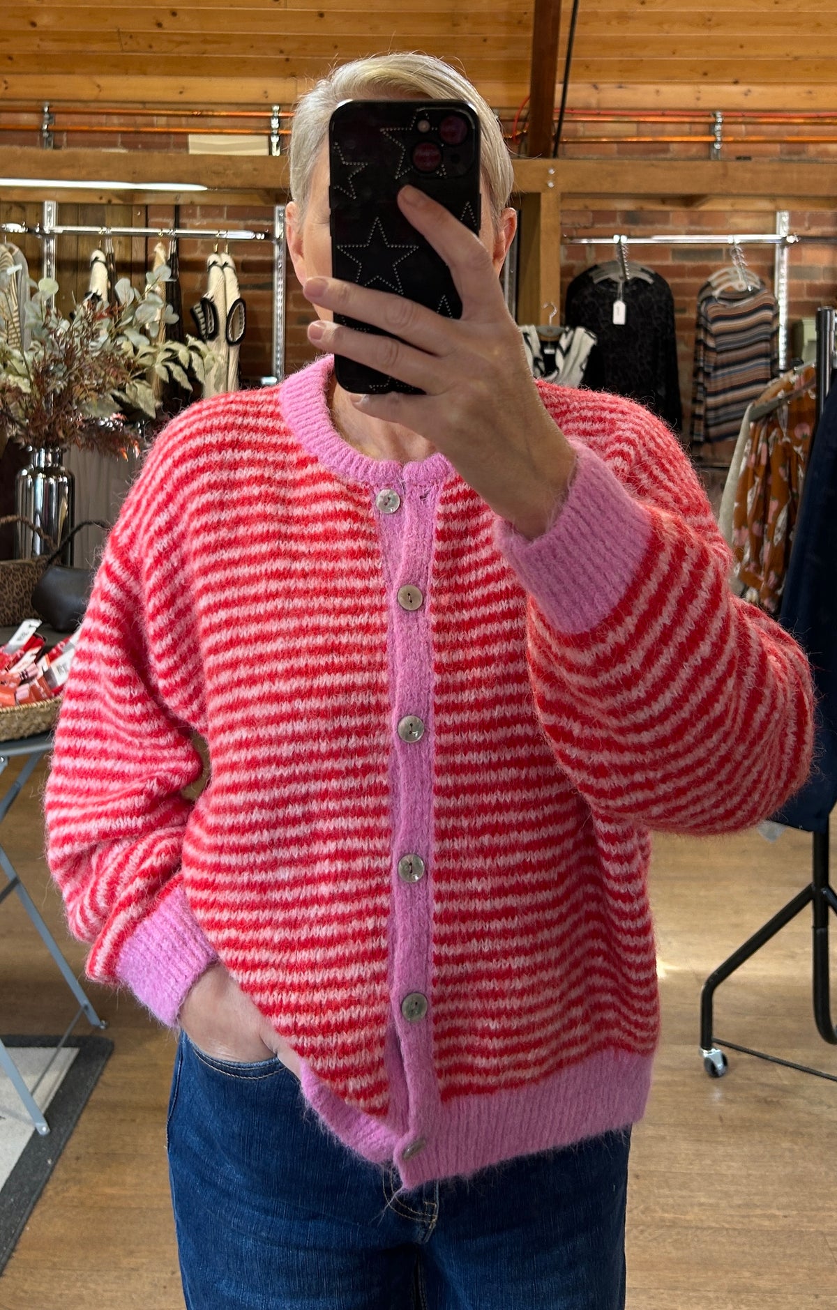 Stripes cardi RED