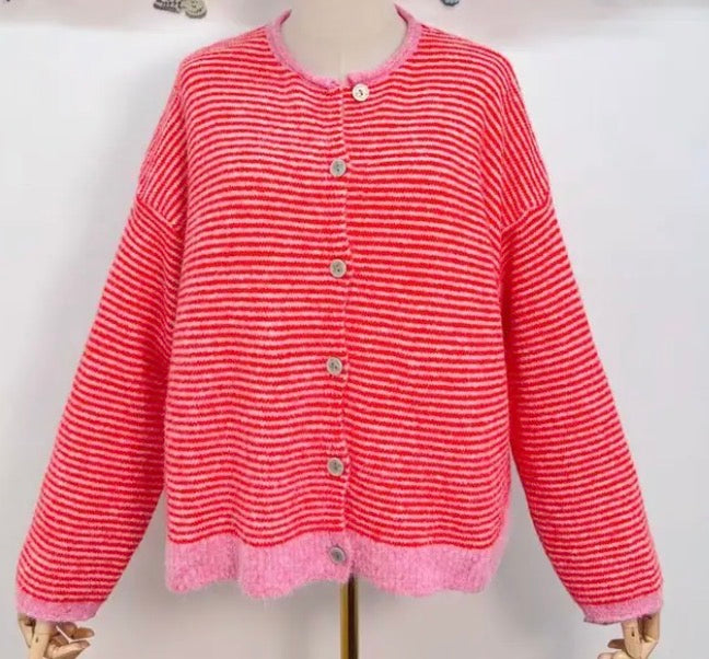 Stripes cardi RED