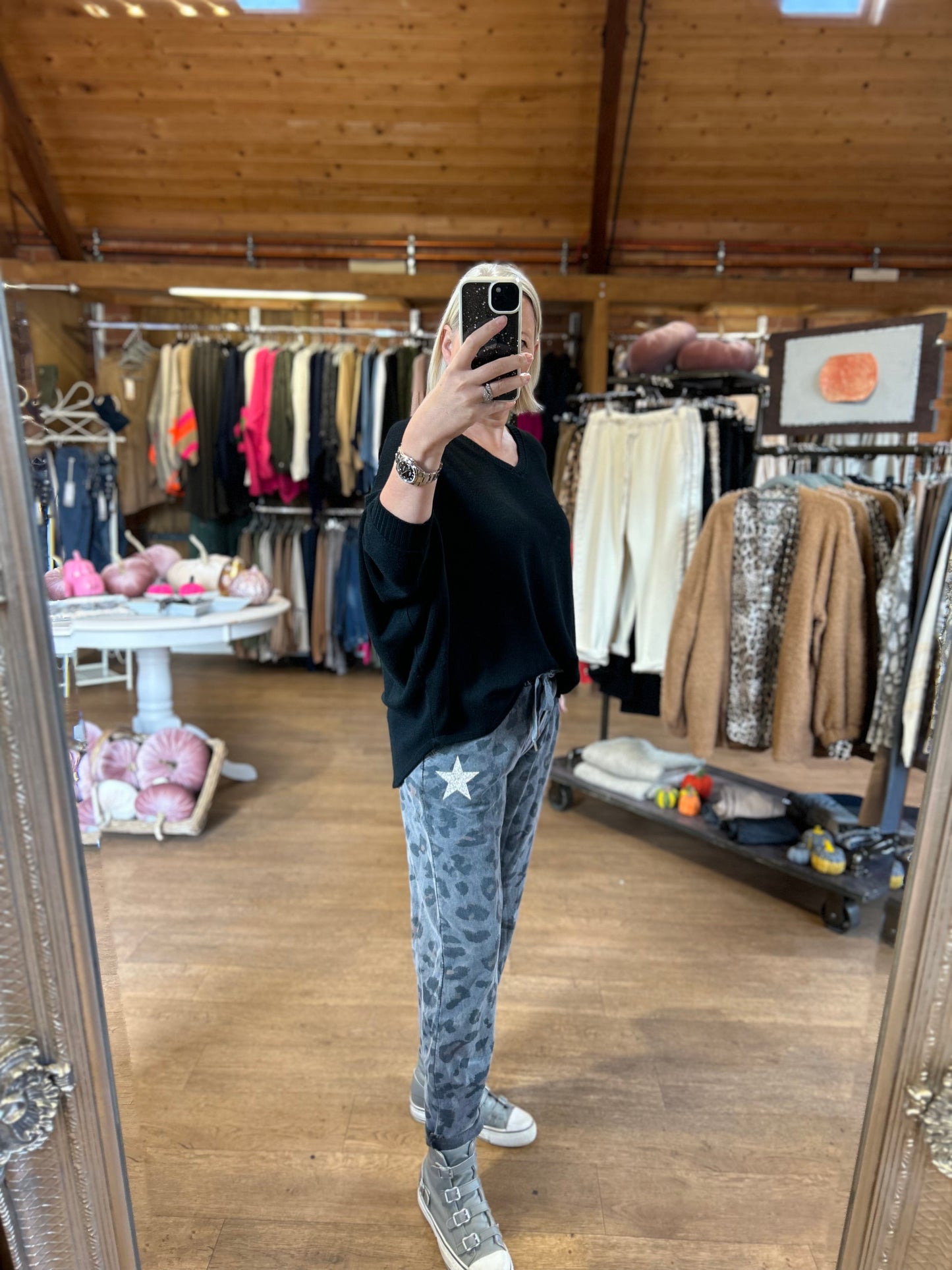 Grey leopard joggers L/XL