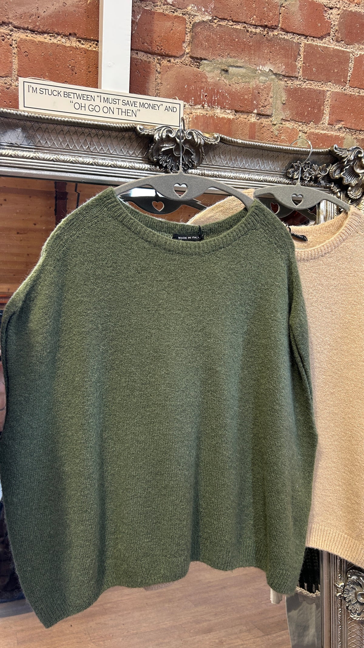 Sleeveless knit khaki