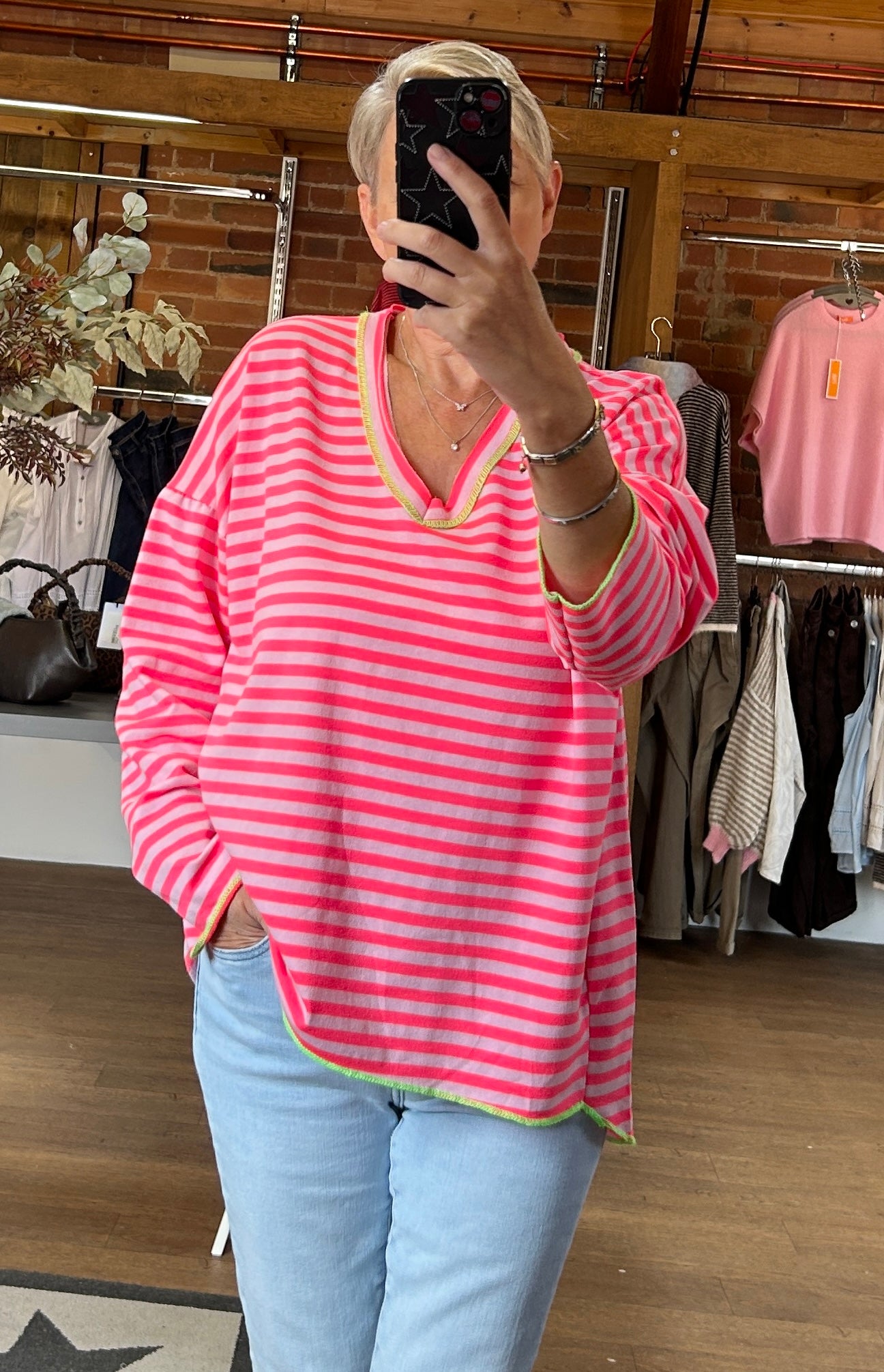 Pink stripe sweatshirt