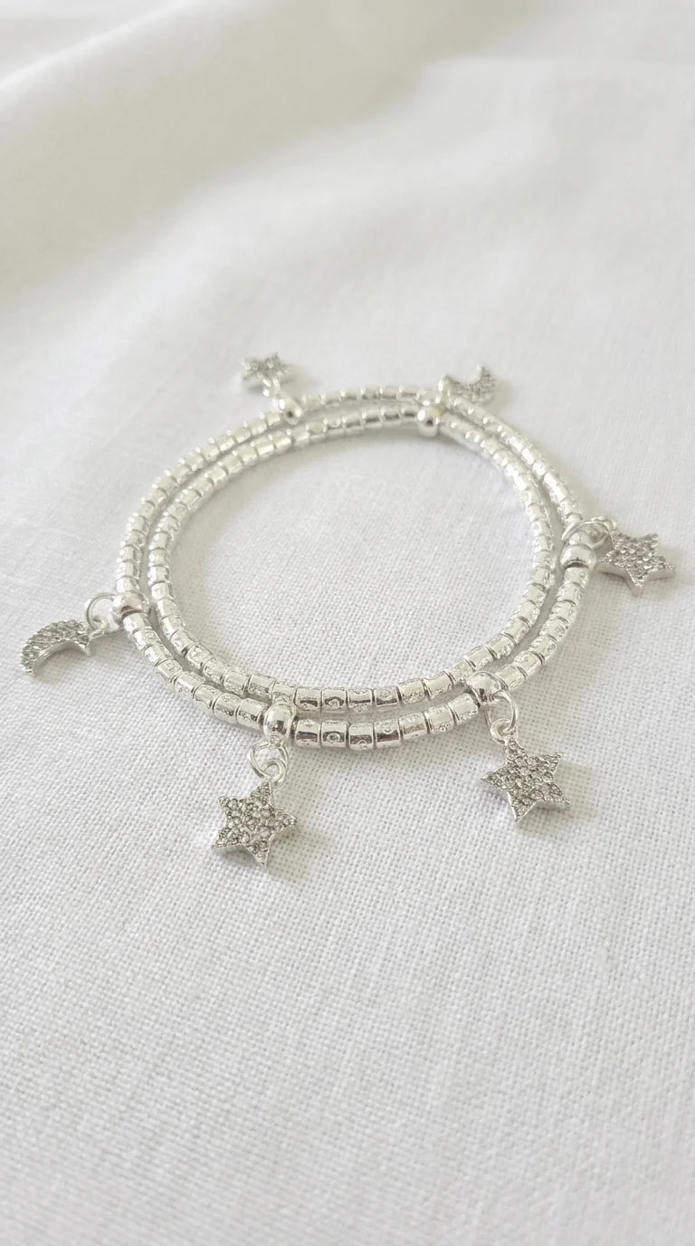 Moon & star charms bracelet