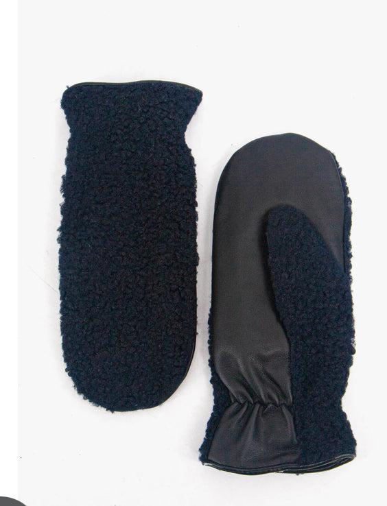 Borg mittens navy