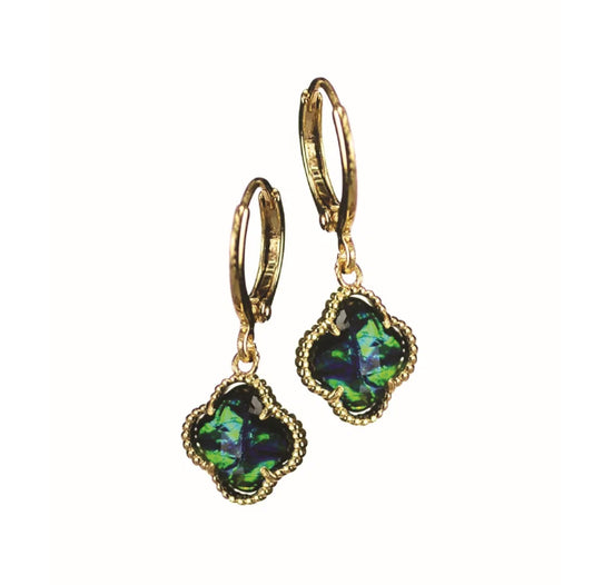 Cross drops emerald/gold