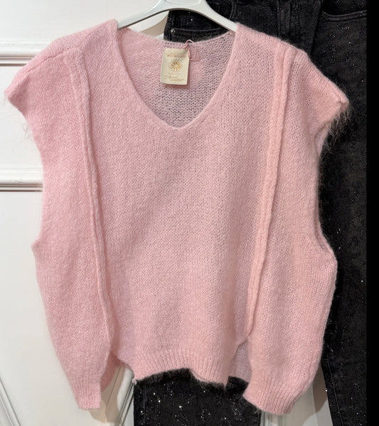 Tank knit seam detail - rose