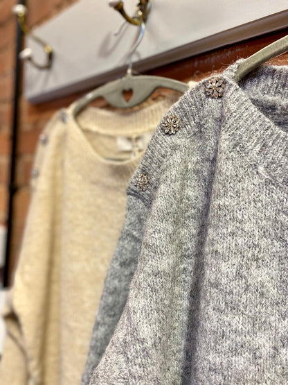 SALE Shoulder jewels knit - grey