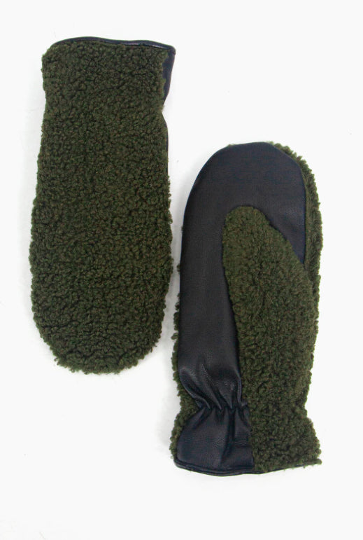 Borg mittens khaki