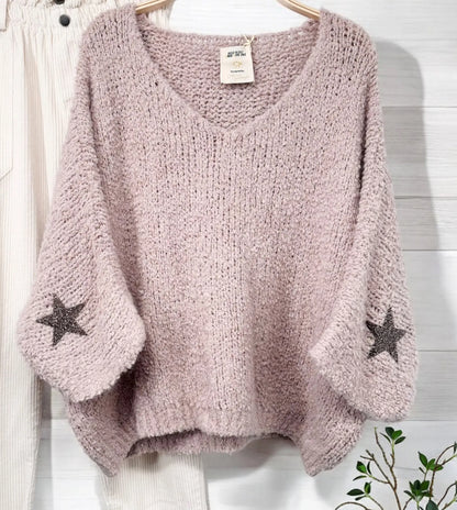 SALE Glitter star knit - rose