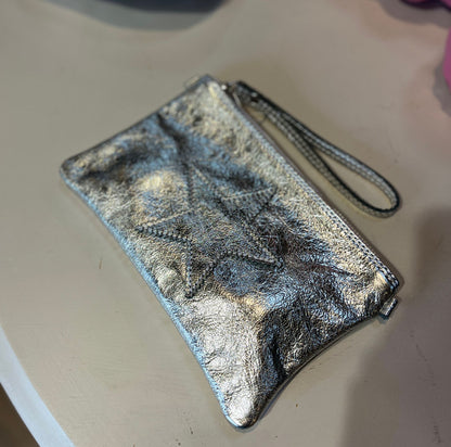 Leather star clutch bag