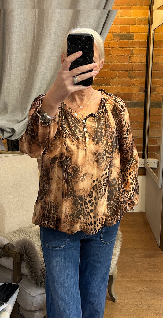 Silky leopard print top