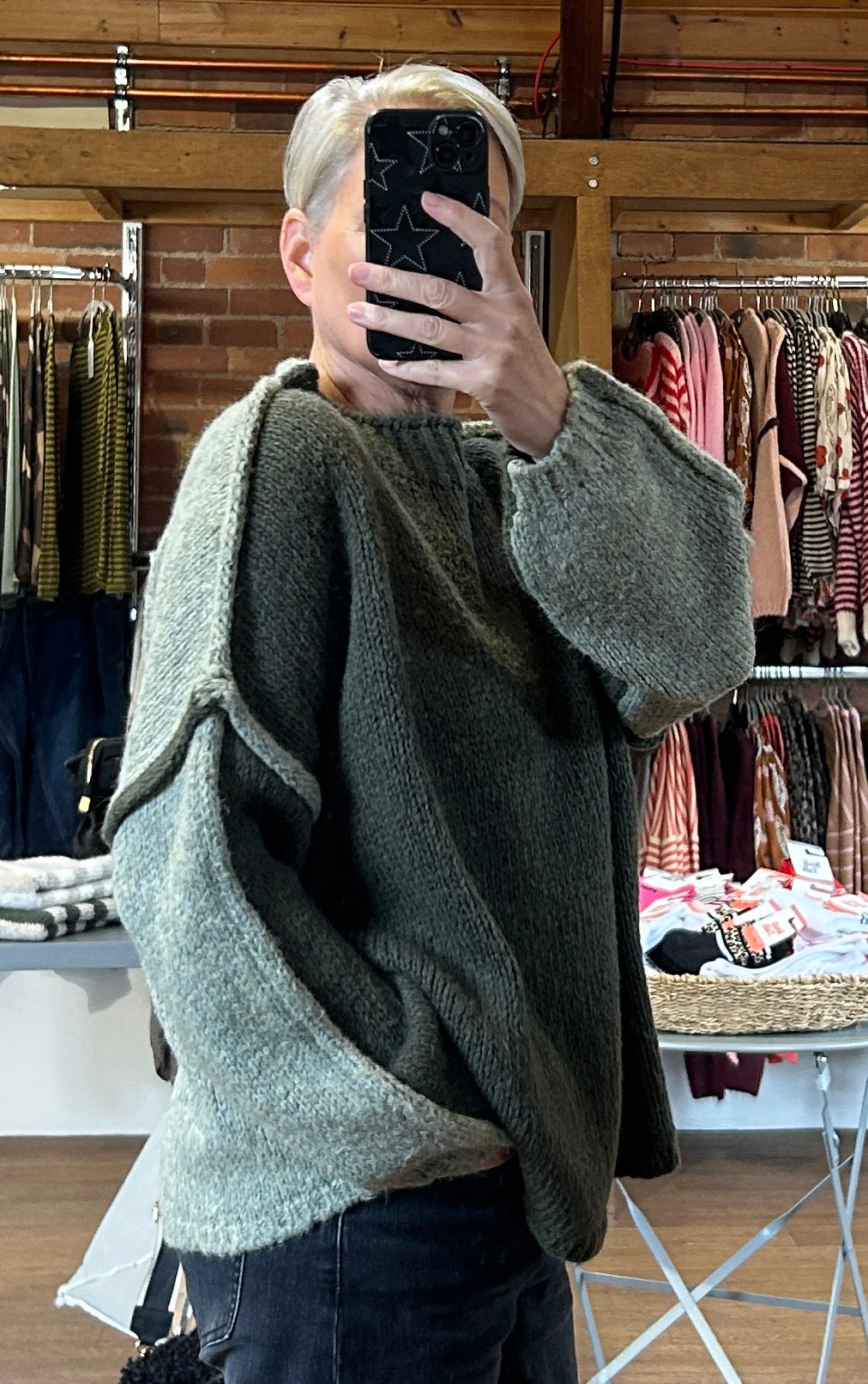 Two tone knit KHAKI