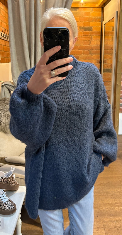 Stitch sleeve knit - navy