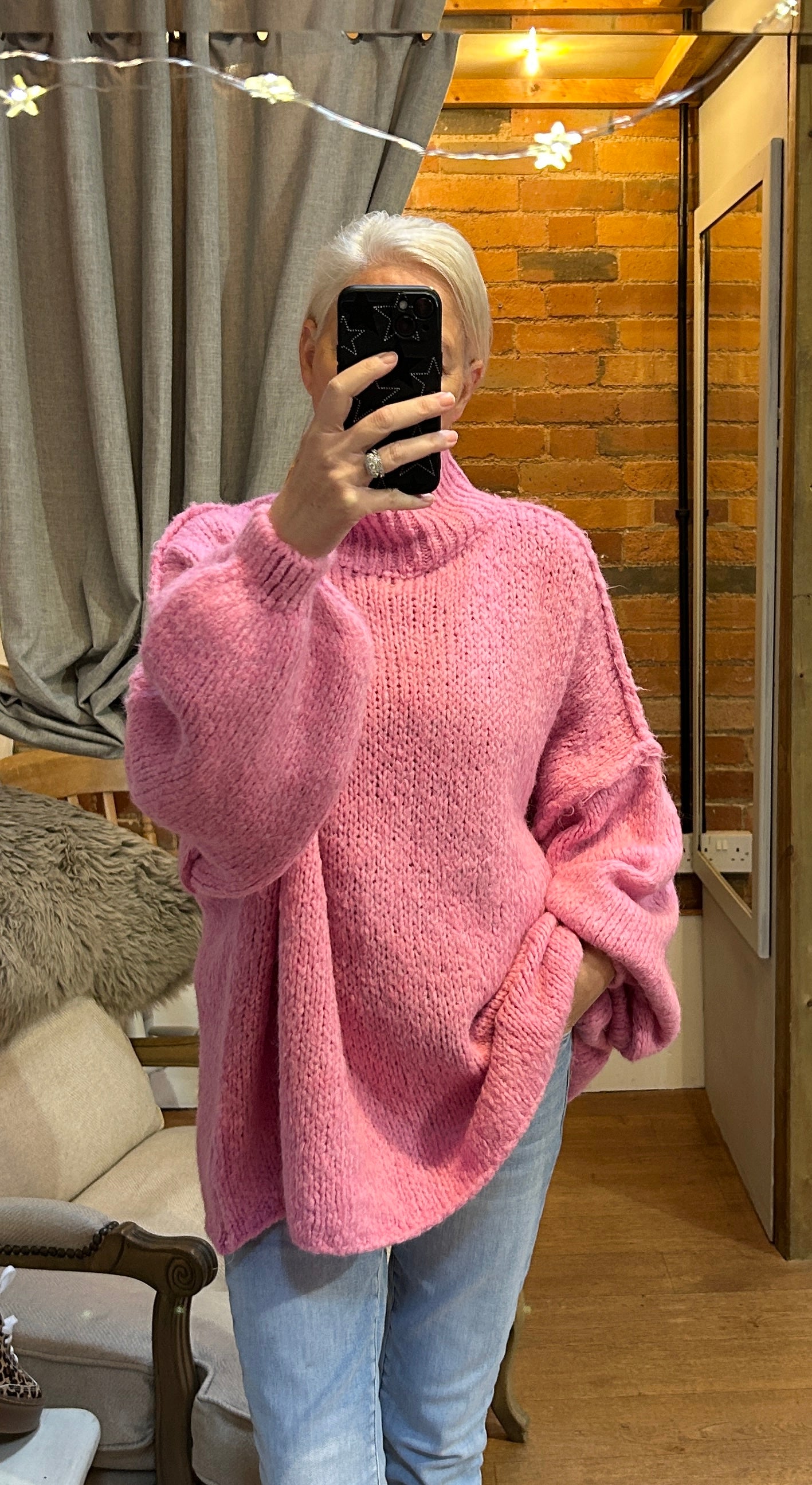 Stitch sleeve knit - pink