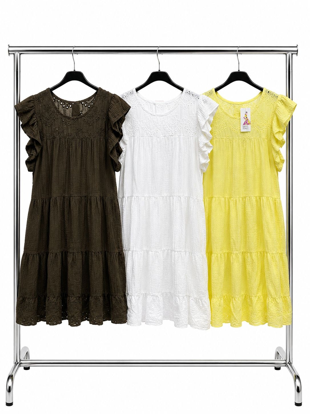 Broderie detail dress white