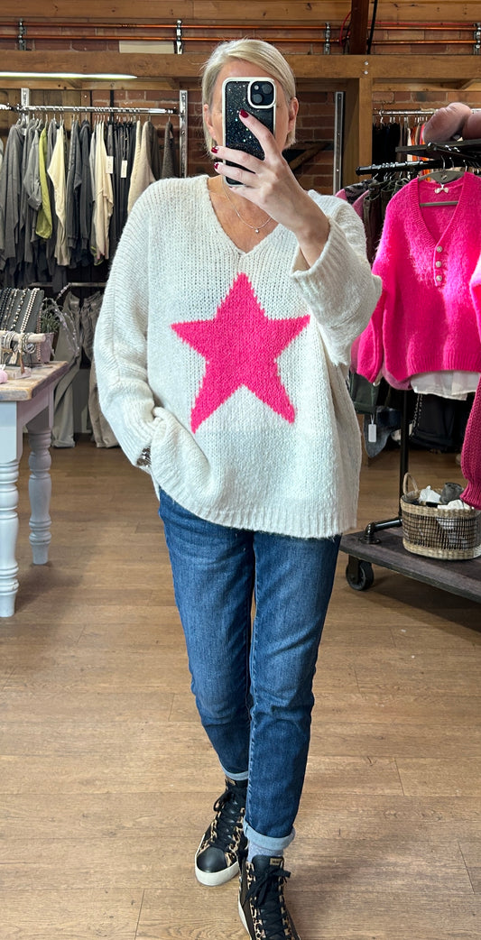 SALE Pink star knit