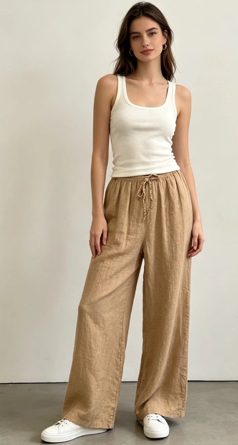Linen trousers caramel