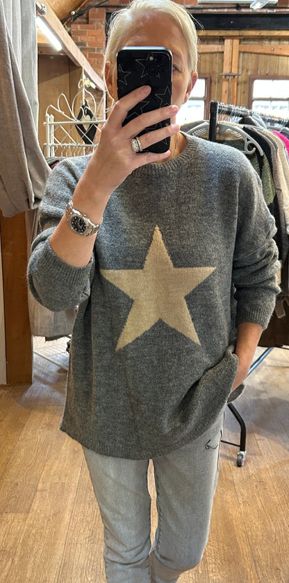Sand knit/pink star