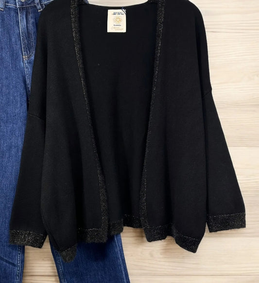 SALE Trim detail cardi - black