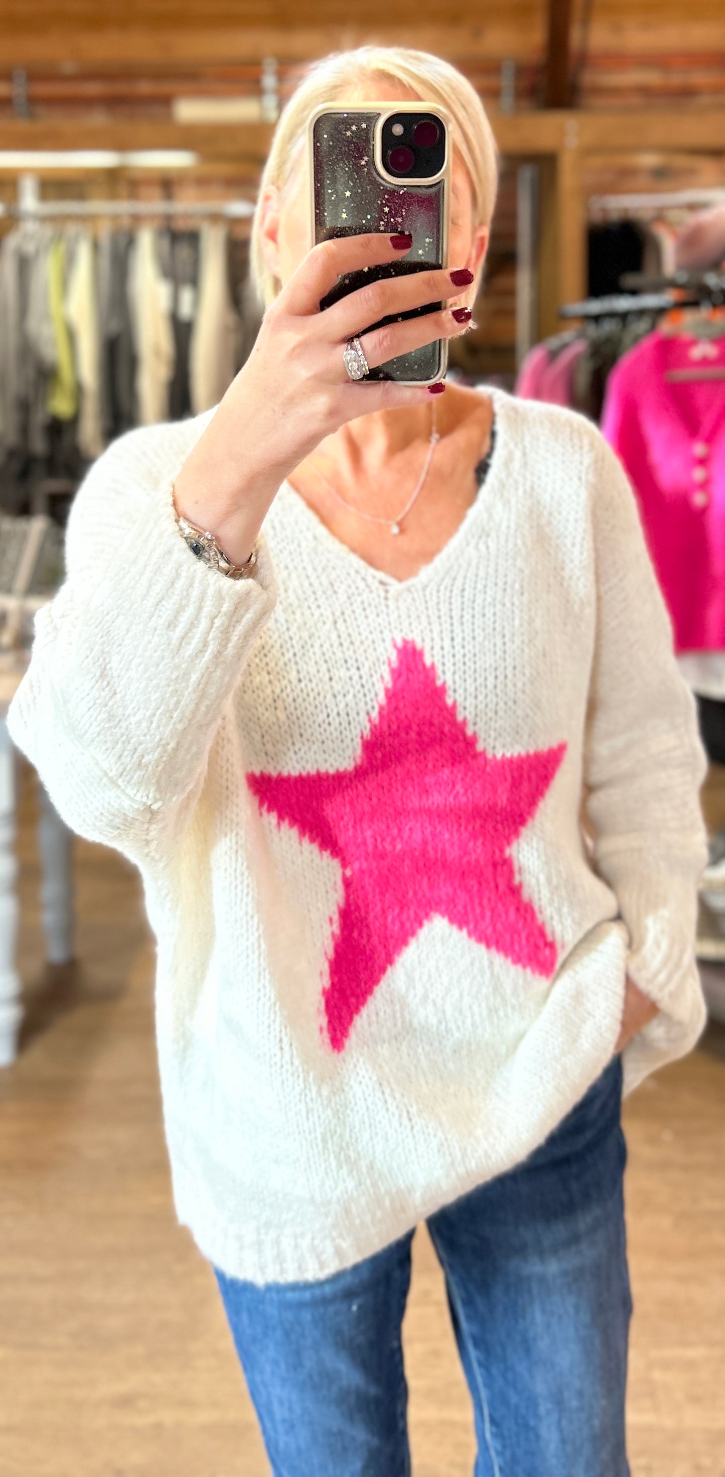 SALE Pink star knit