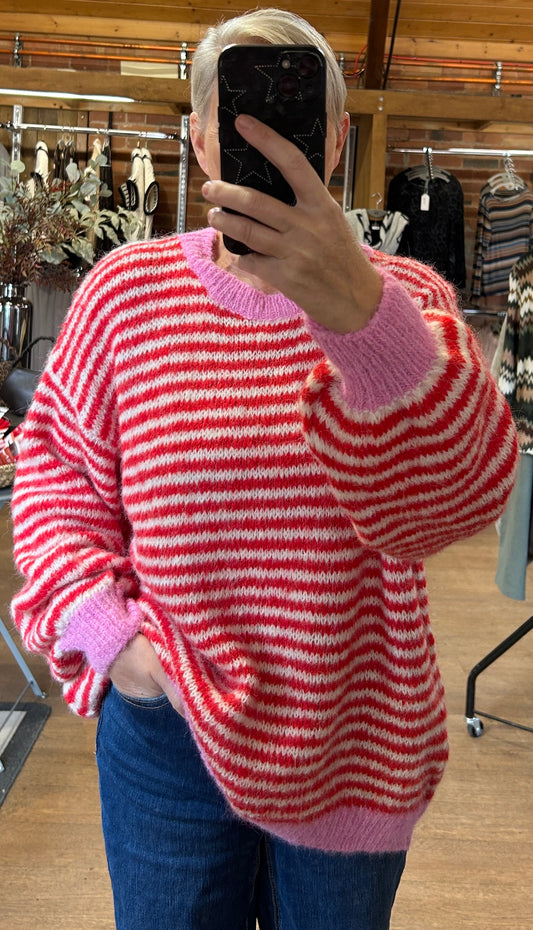 Stripes knit RED
