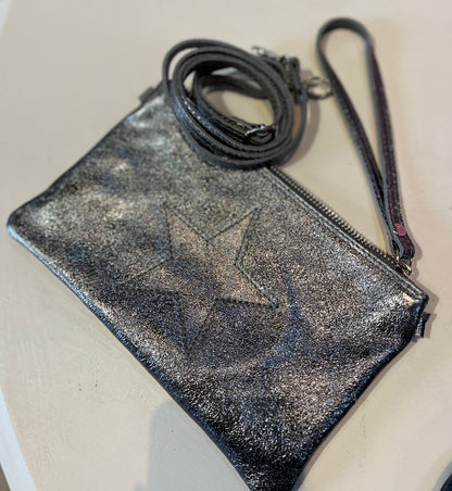 Leather star clutch bag