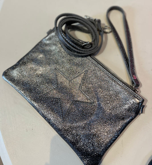 Leather star clutch bag