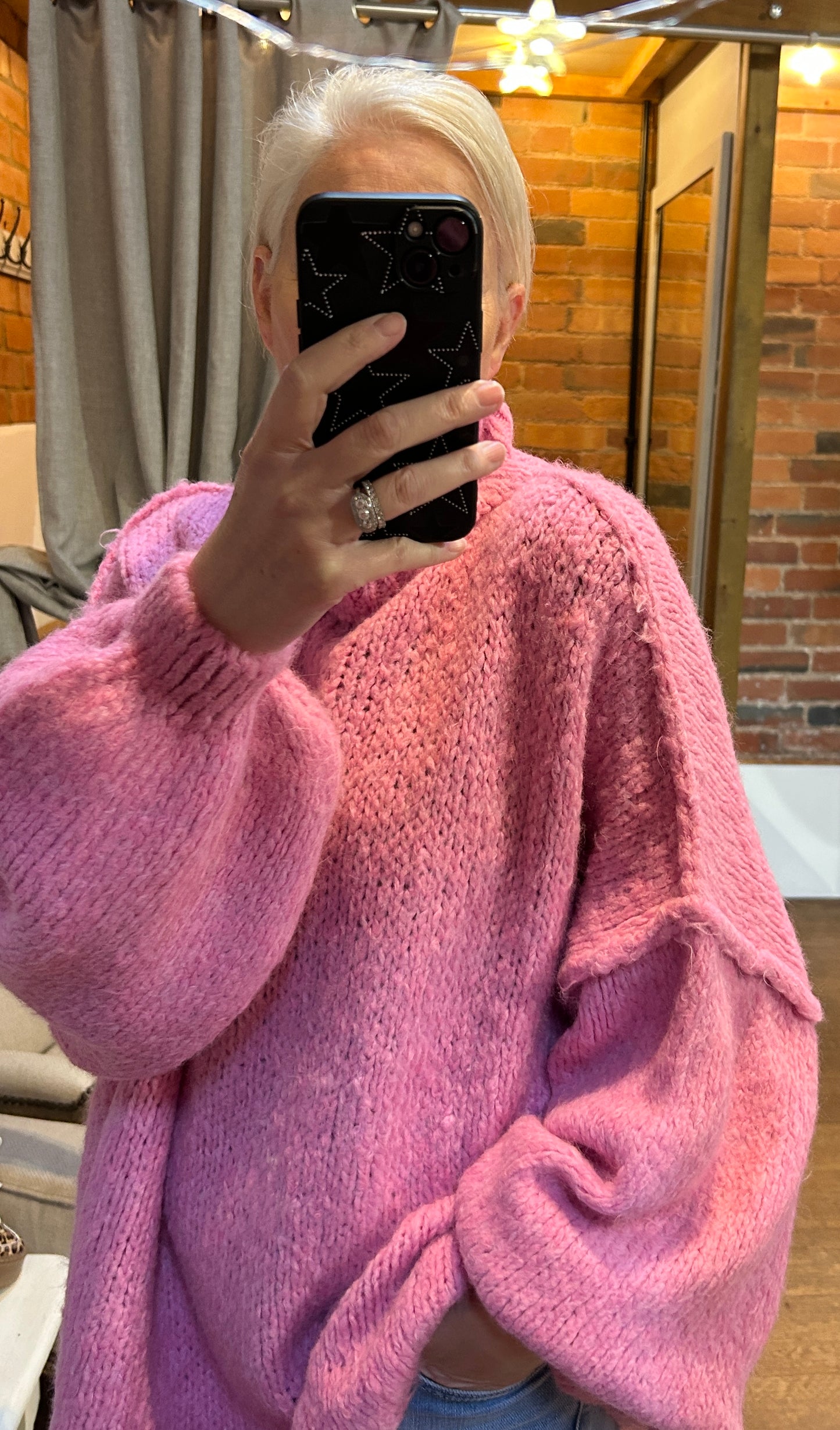 Stitch sleeve knit - pink