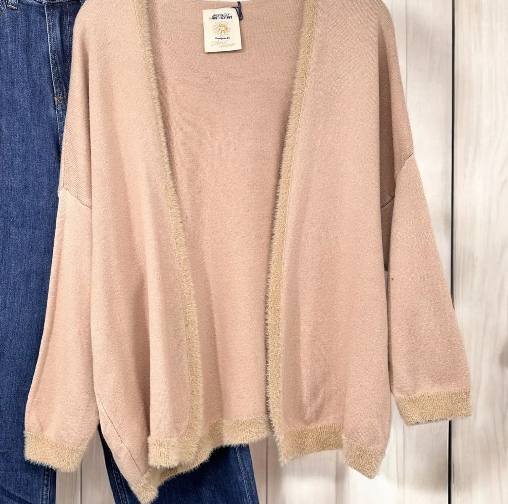 SALE Trim detail cardi - blush