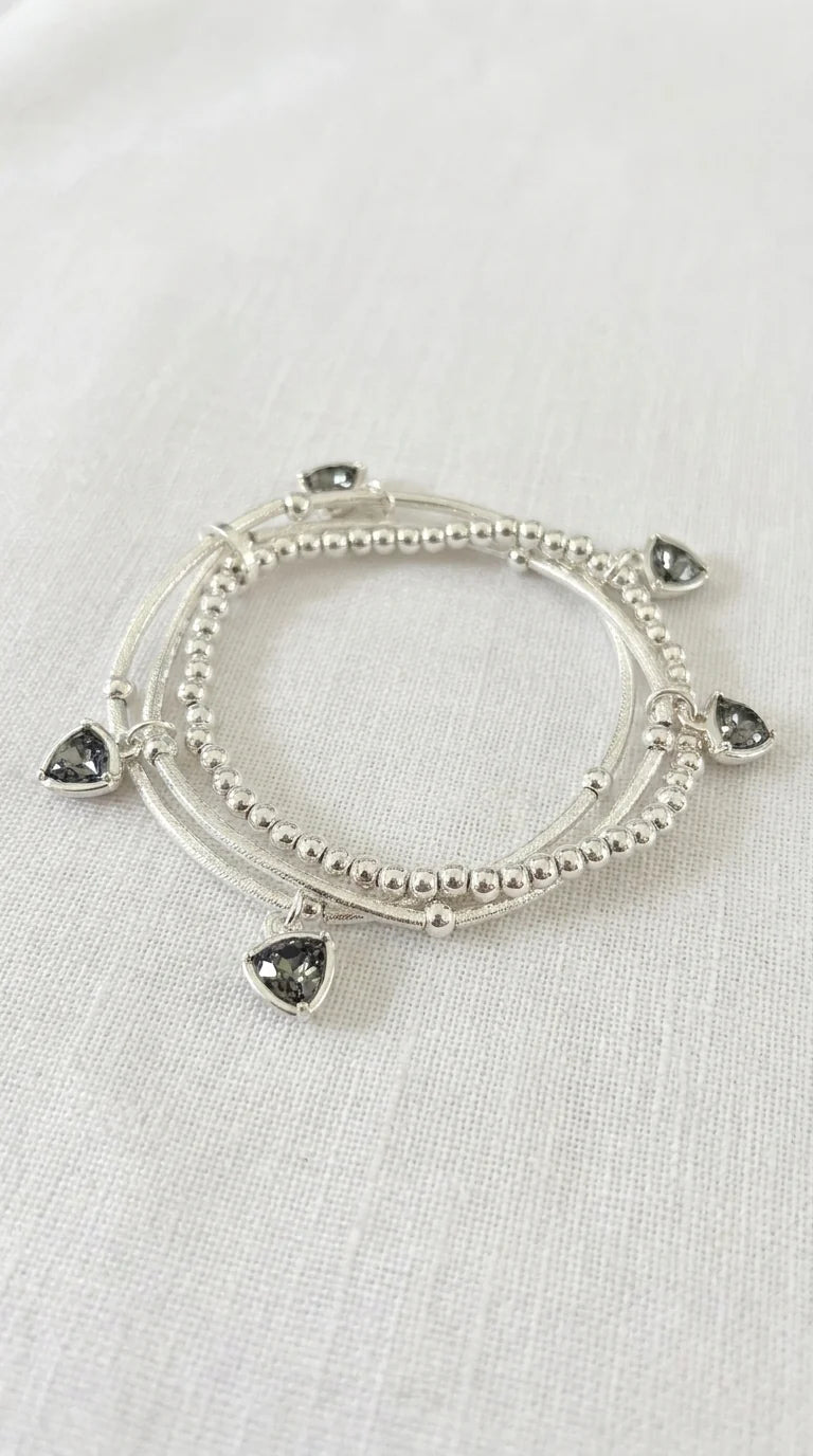 Grey crystal charms bracelet