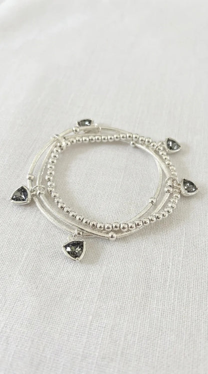 Grey crystal charms bracelet