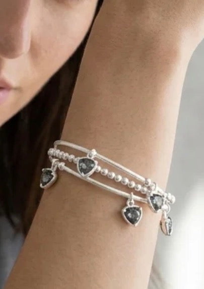 Grey crystal charms bracelet