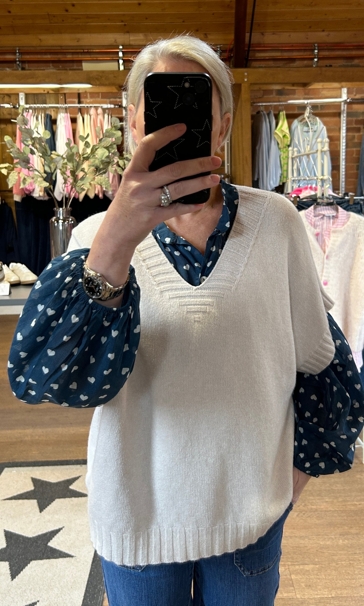 Hearts blouse navy
