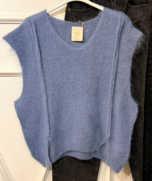 Tank knit seam detail - denim