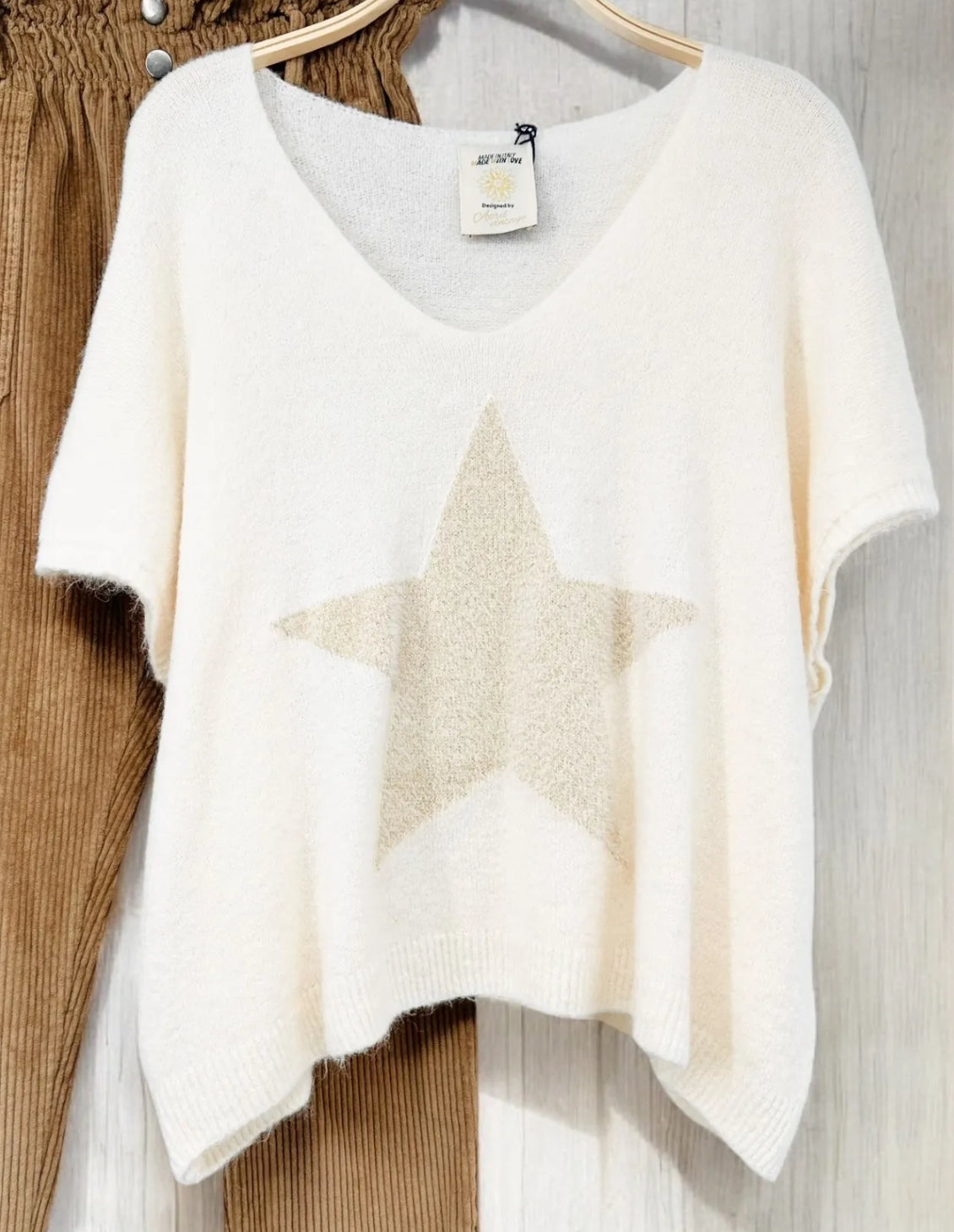 SALE Stars tank top - ecru