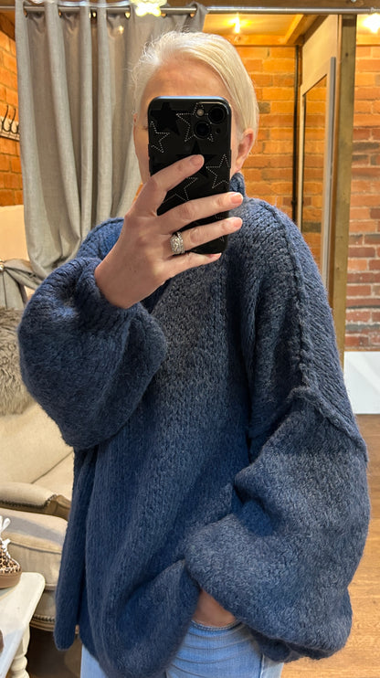 Stitch sleeve knit - navy