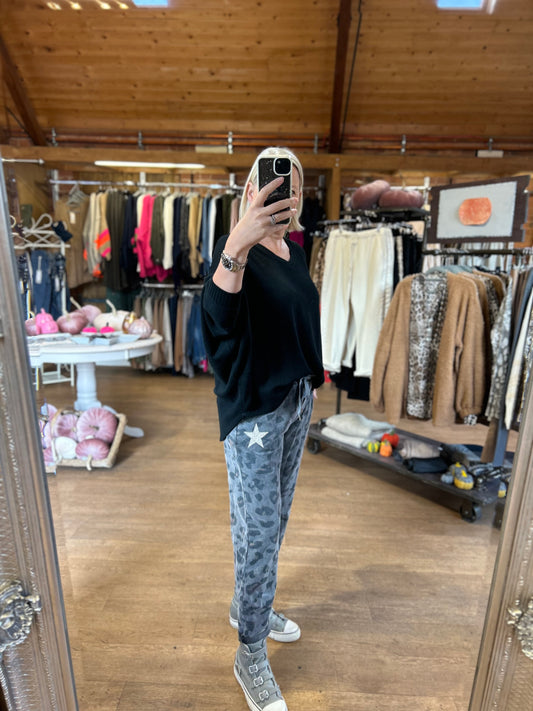Grey leopard joggers L/XL