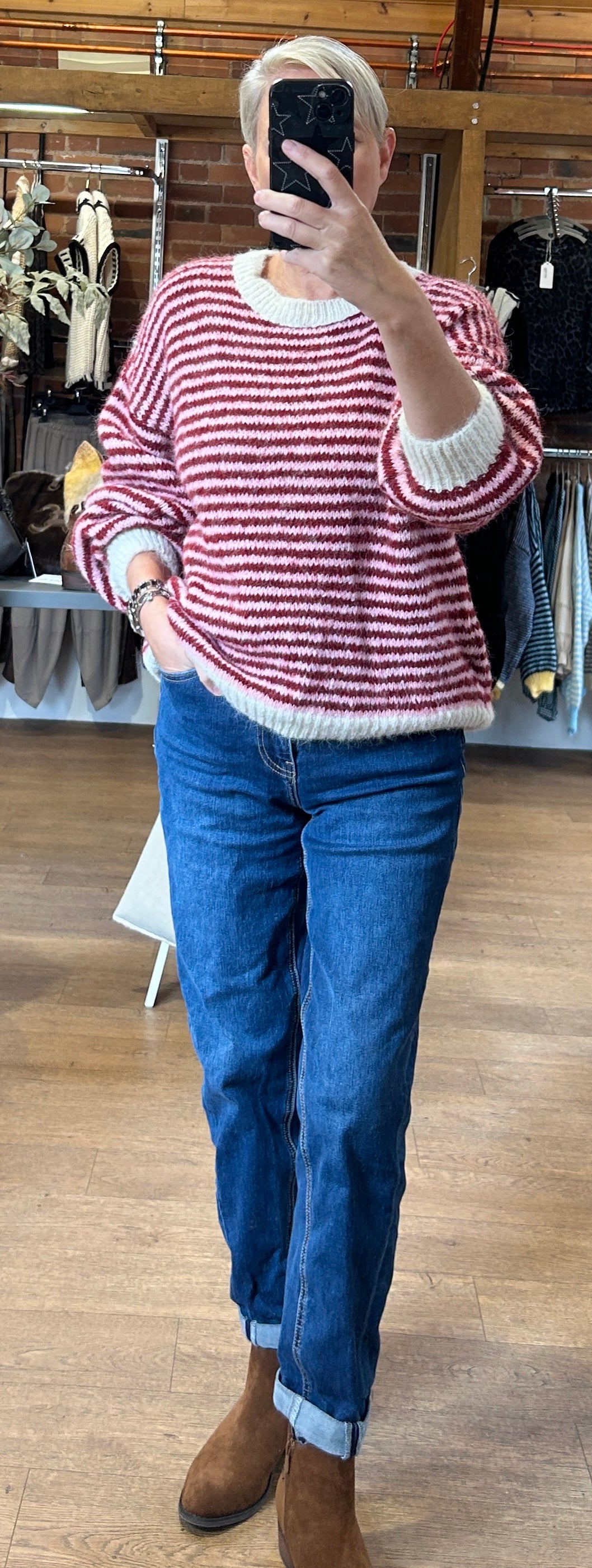 Stripes knit WINE