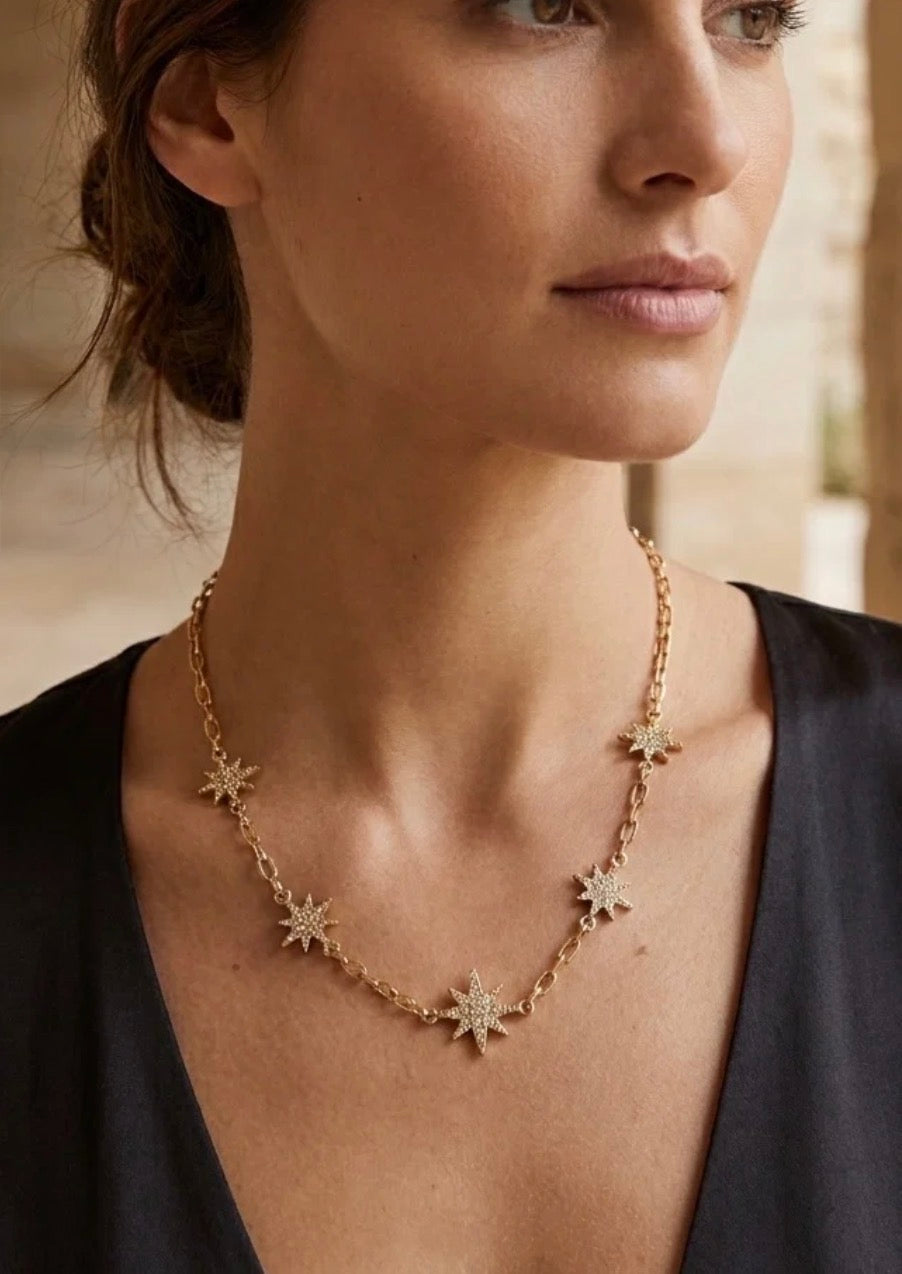 Diamanté stars necklace