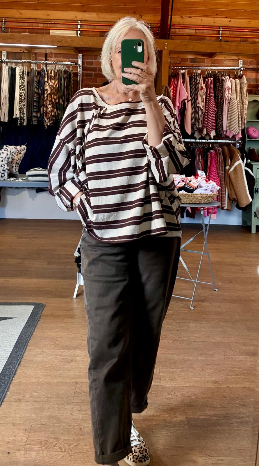 Stripes sweatshirt choc