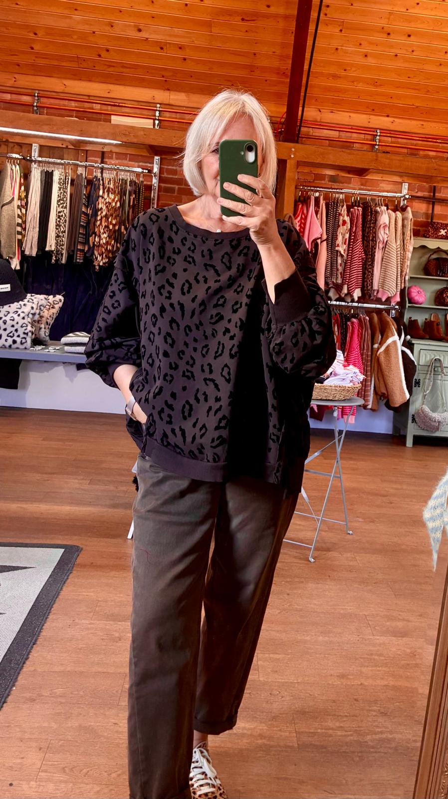 Leopard sweatshirt choc