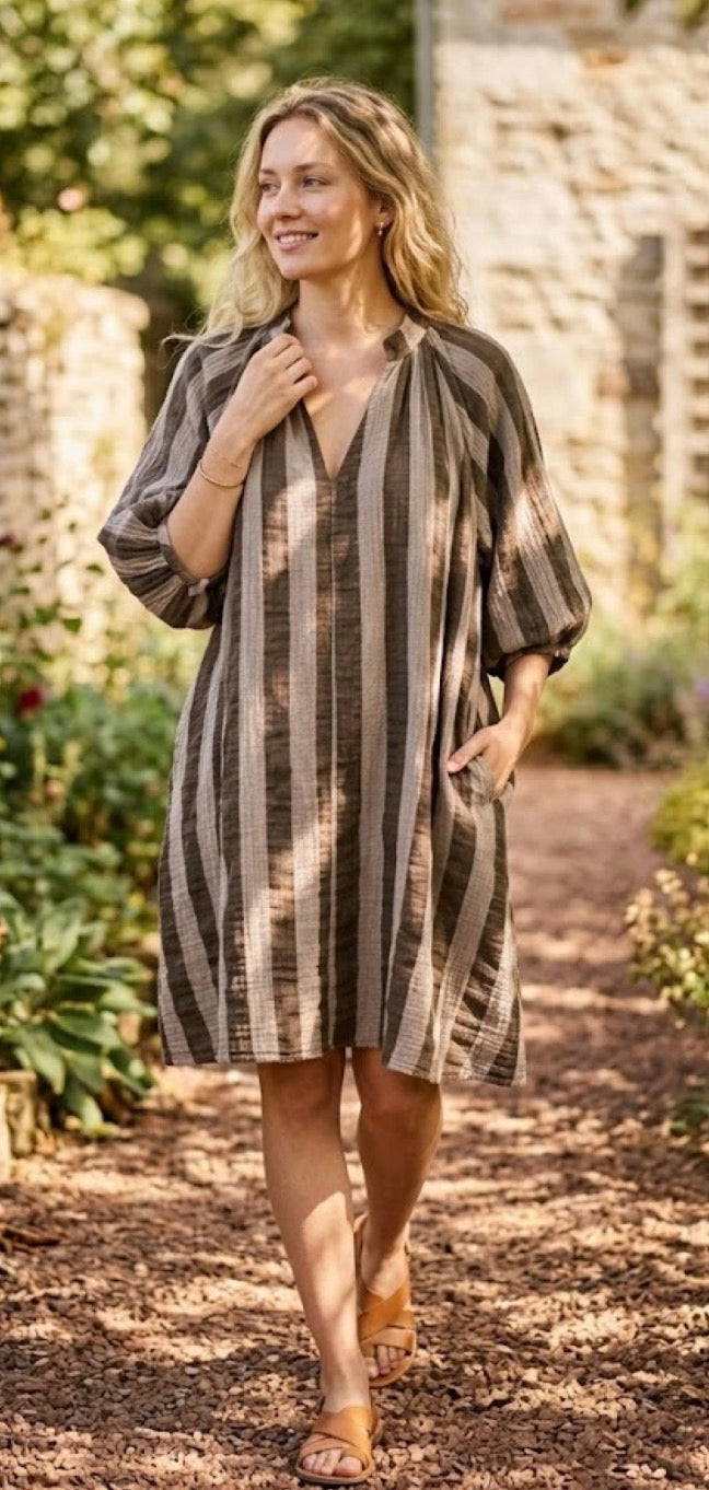 Choc/mocha stripe dress