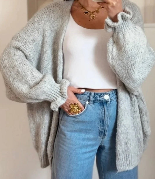 Frill cuff cardi - silver