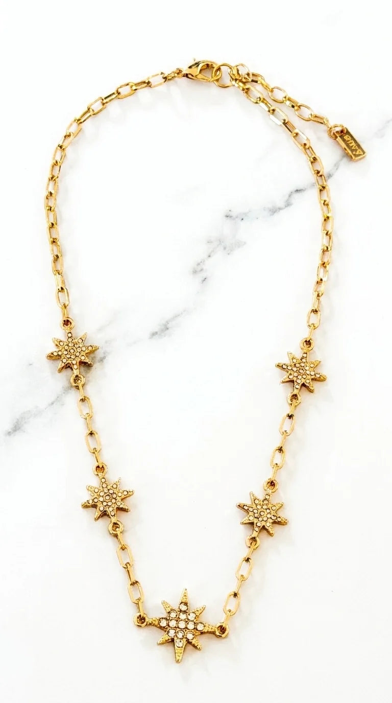 Diamanté stars necklace