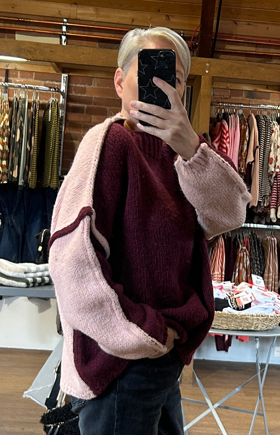 Two tone knit WINE