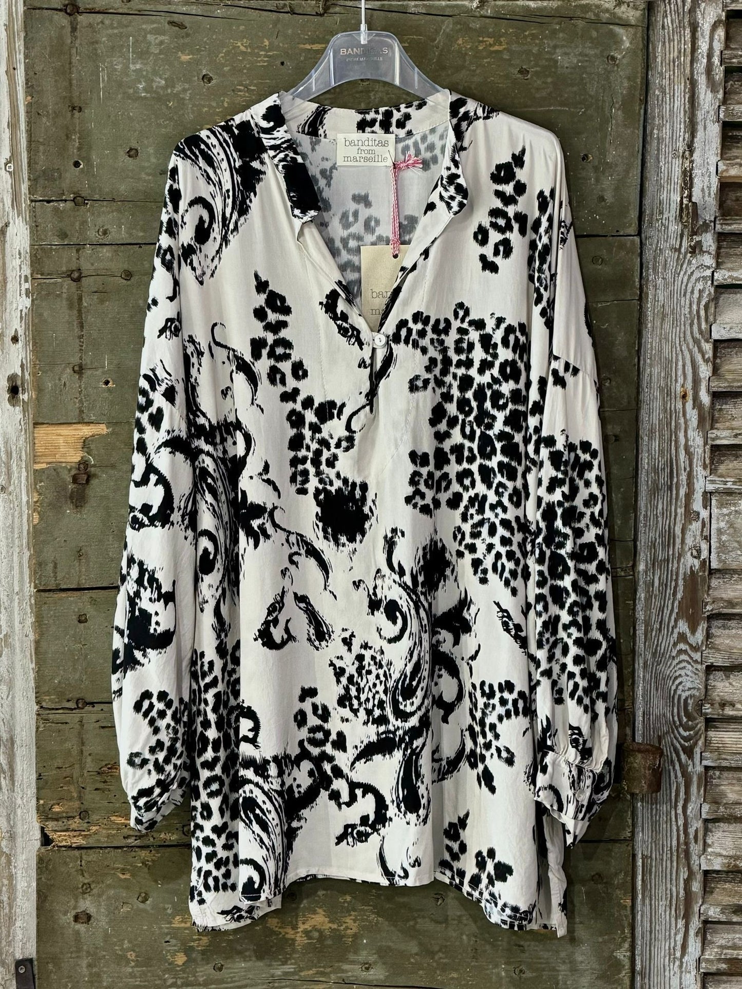 SALE Black & white leopard blouse