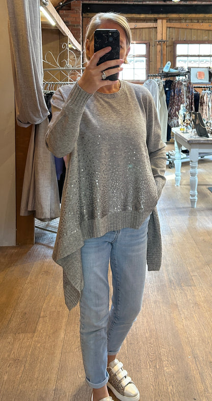 Dip hem sequins knit - grey