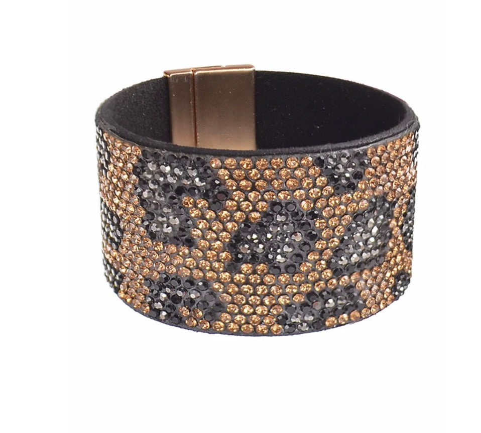 Leopard bling cuff gold