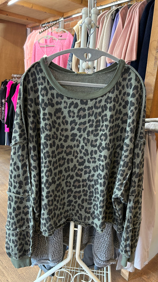 Leopard sweatshirt khaki